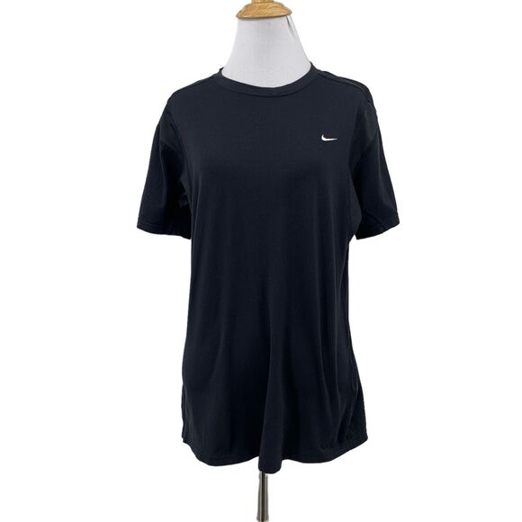 Nike Fit Dry T Shirt Womens XL Extra Large Black Crew Short Sleeve Stretch Nylon - Picture 1 of 11